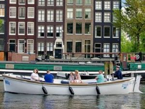 Open Boat Amsterdam Canal Cruise Blue Sky Boat